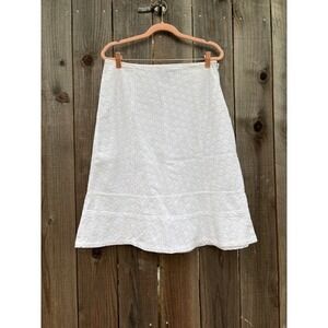 Willi Smith Vintage Y2K‎ 90s White Eyelet Cotton Skirt Womens Style W58154